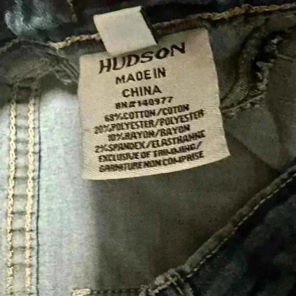 250. Hudson Skinny Jeans Distressed Ripped Girls Size 8 Dark Wash Straight - Picture 7 of 7